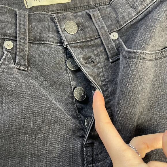 MADEWELL 10" High Rise Skinny Button Fly Black Washed Jean 24 Extra Small - Picture 3 of 5
